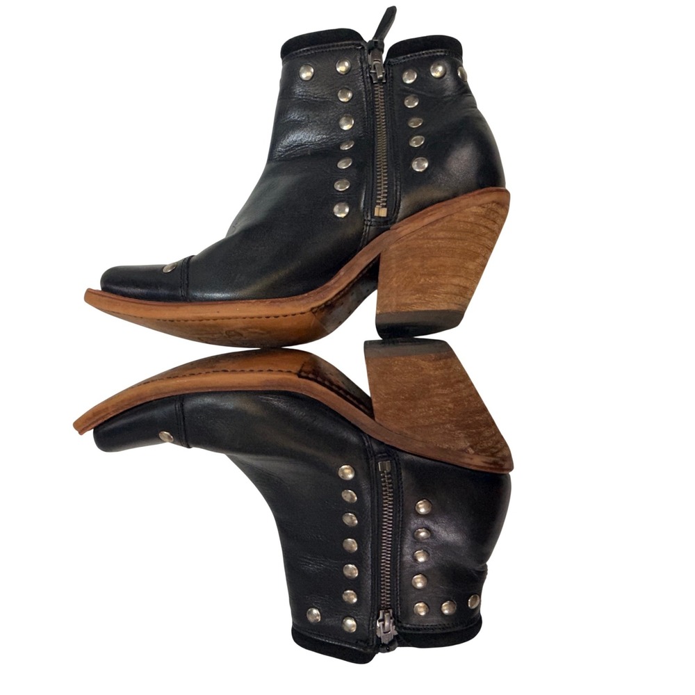 Reba by Justin Black Leather Studded Western Ankle Boots RML124β Womens 6.5 B